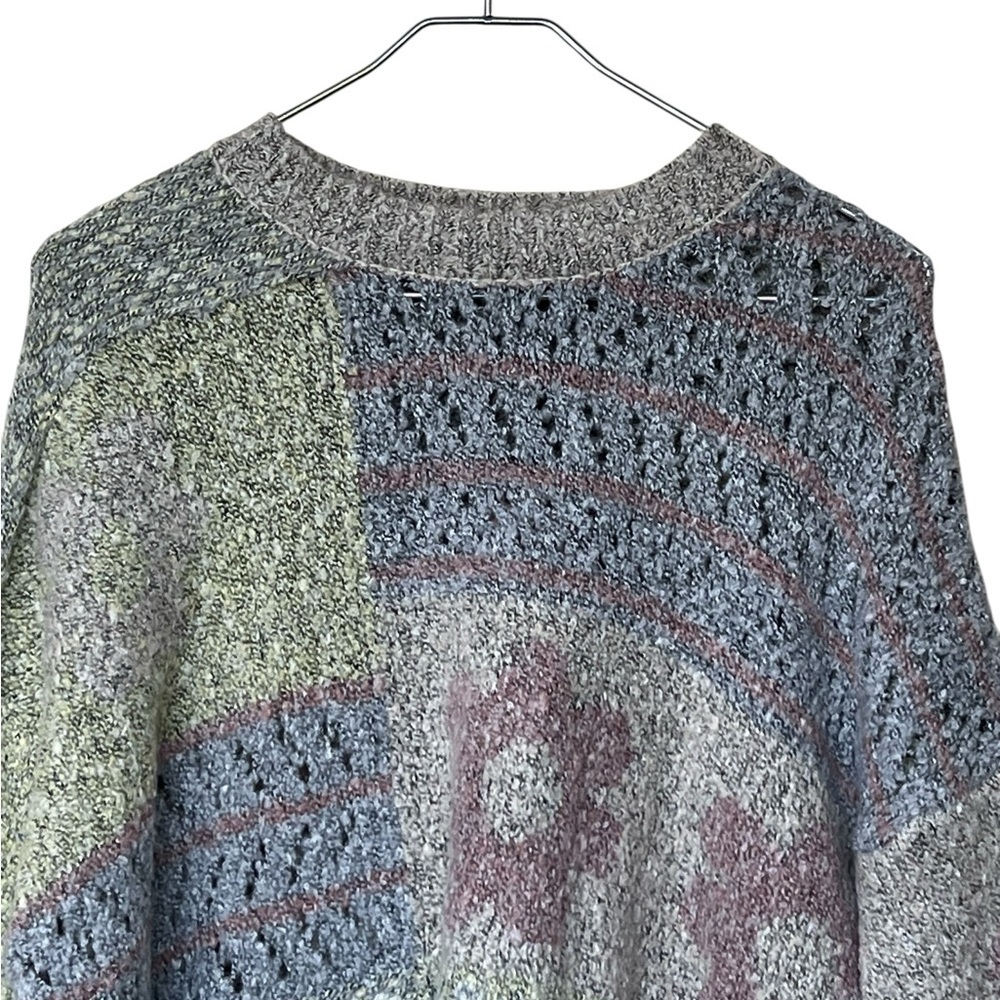 Sincerely Jules NWT pastel knit crew neck cropped floral bell sleeve sweater - Picture 4 of 13